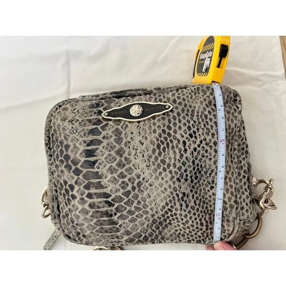Elliott Lucca Gray Snakeskin print leather Crossbody Purse with chain - Picture 12 of 16